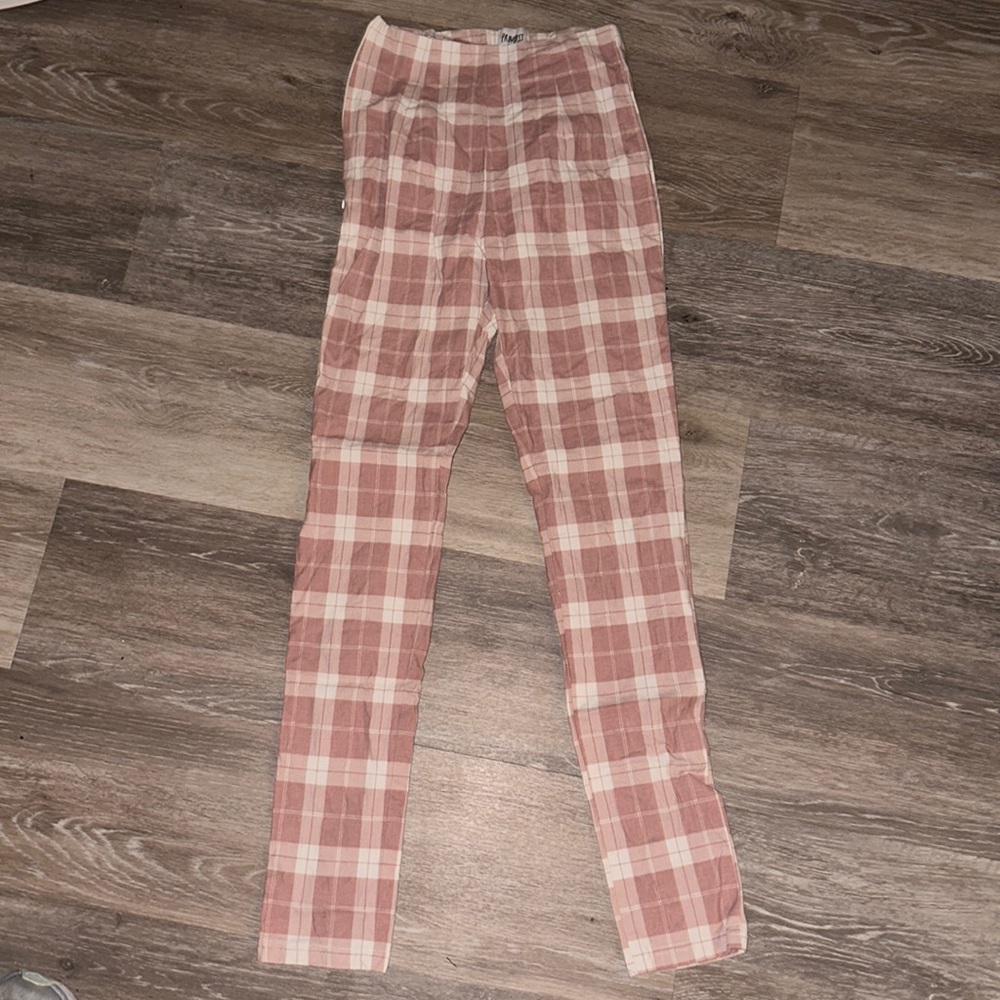 White and Pink plaid pants
